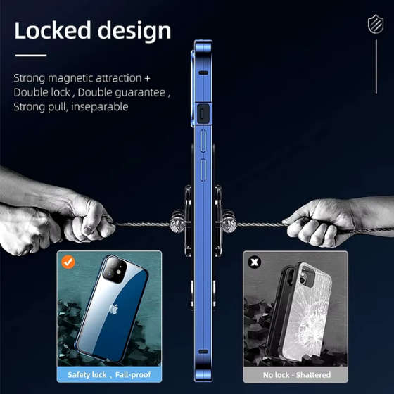 360º Magnetic Shield Case for iPhone with Double Glass and Anti-Peep Privacy Screen