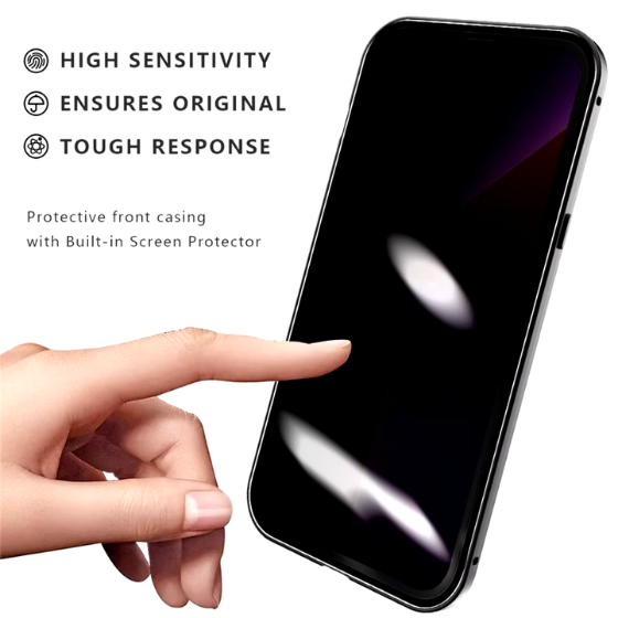 360º Magnetic Shield Case for iPhone with Double Glass and Anti-Peep Privacy Screen