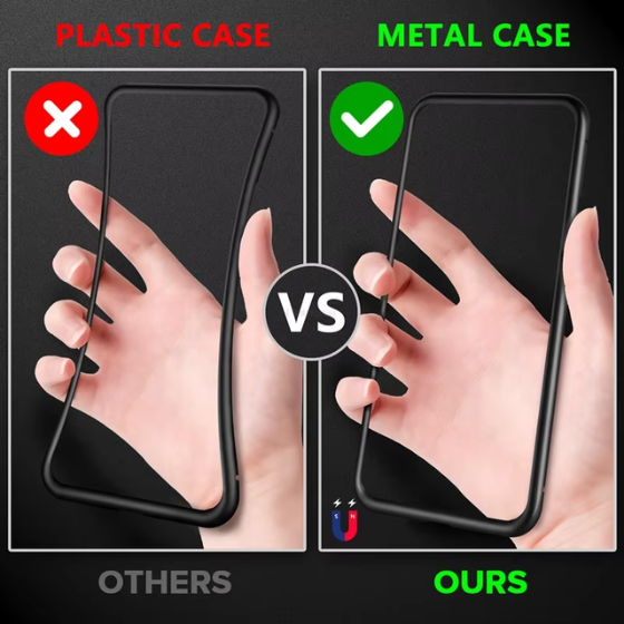 360º Magnetic Shield Case for iPhone with Double Glass and Anti-Peep Privacy Screen