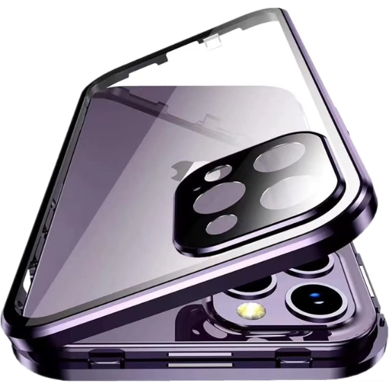 360º Magnetic Shield Case for iPhone with Double Glass and Anti-Peep Privacy Screen