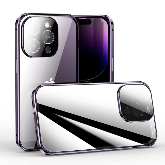 360º Magnetic Shield Case for iPhone with Double Glass and Anti-Peep Privacy Screen