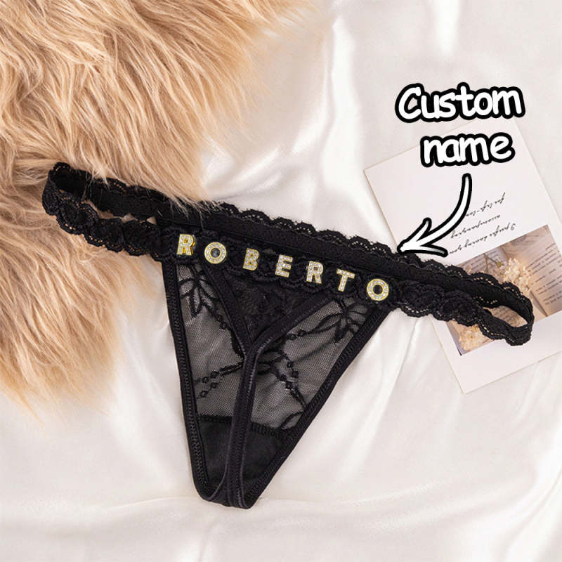 Thong Panties Seduction Provocative Featuring Custom Name