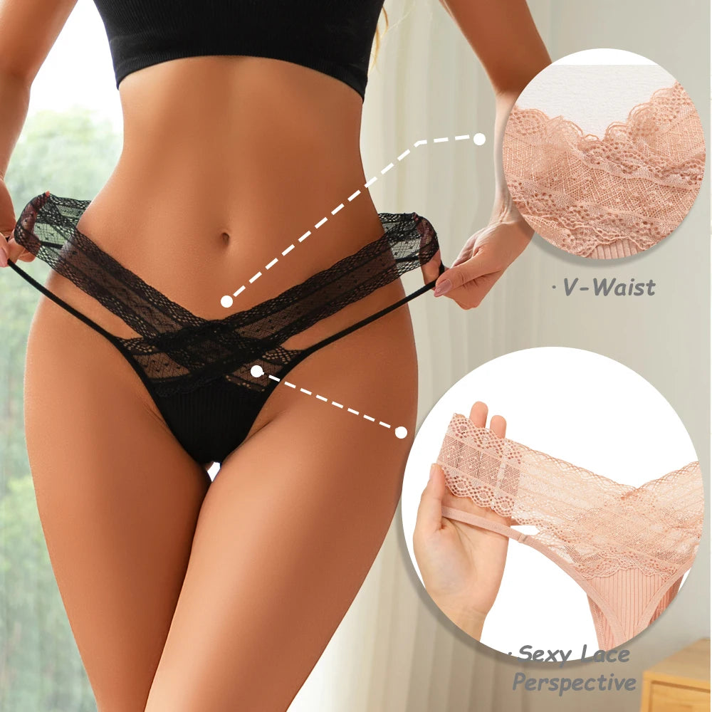 Buy 1 Get 4 - Sexy Lace Thong Panties