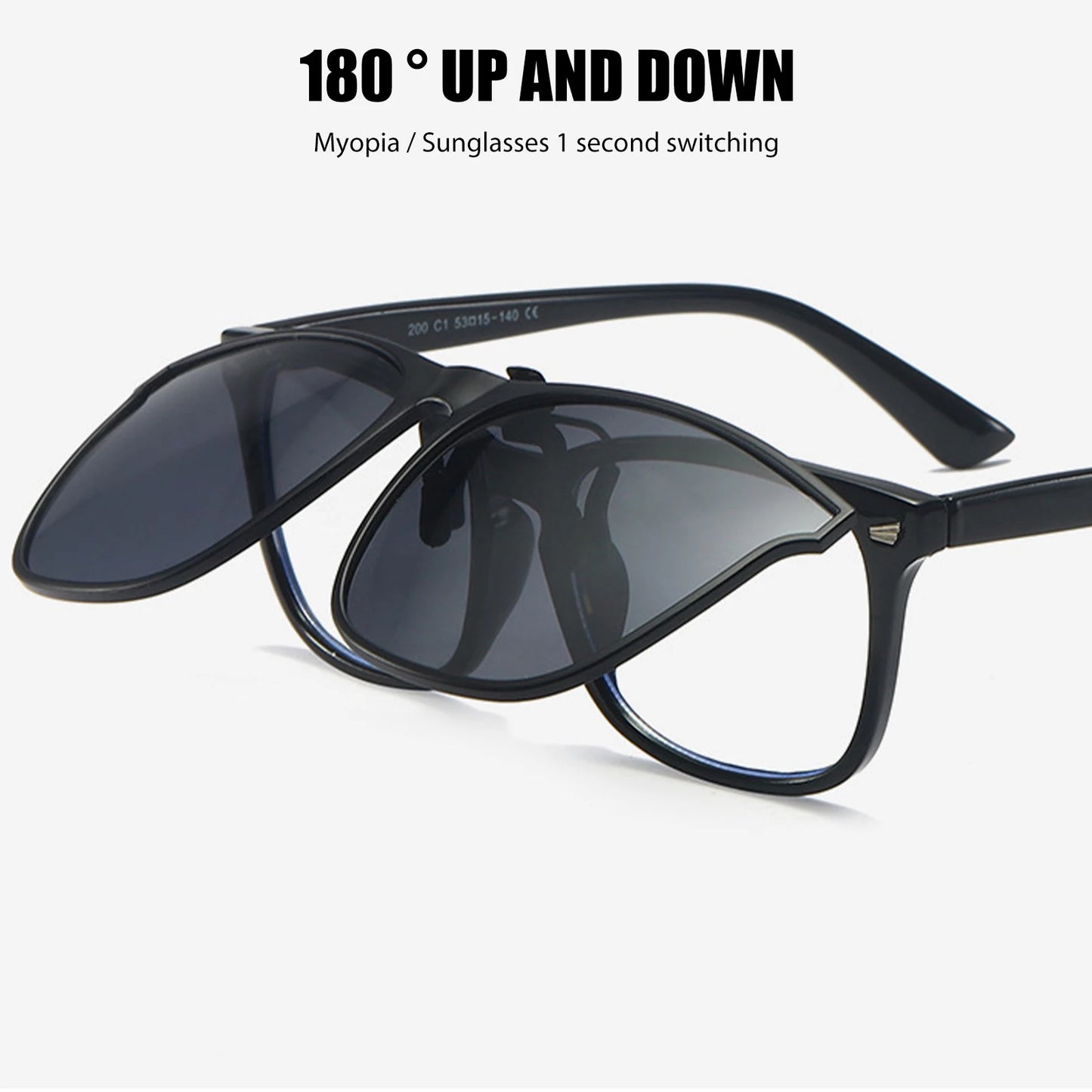 Polarized Sunglasses with Clip-On and Flip-Up