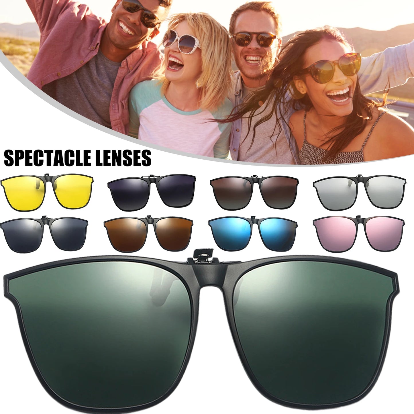 Polarized Sunglasses with Clip-On and Flip-Up