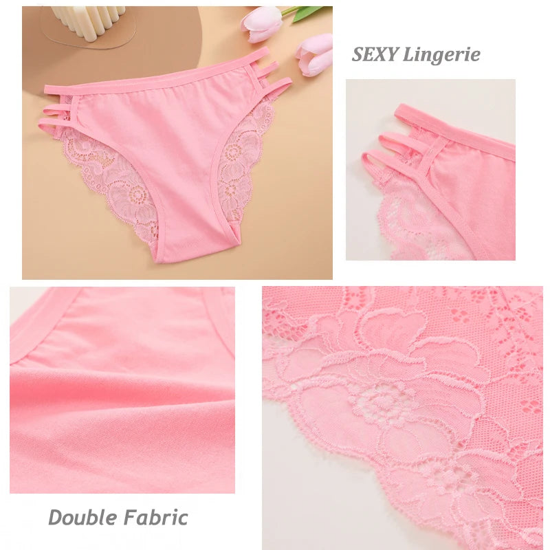 Buy 1 and Get 3 - Sensual Comfort Plus: Panties with Cotton Front and Lace Bum