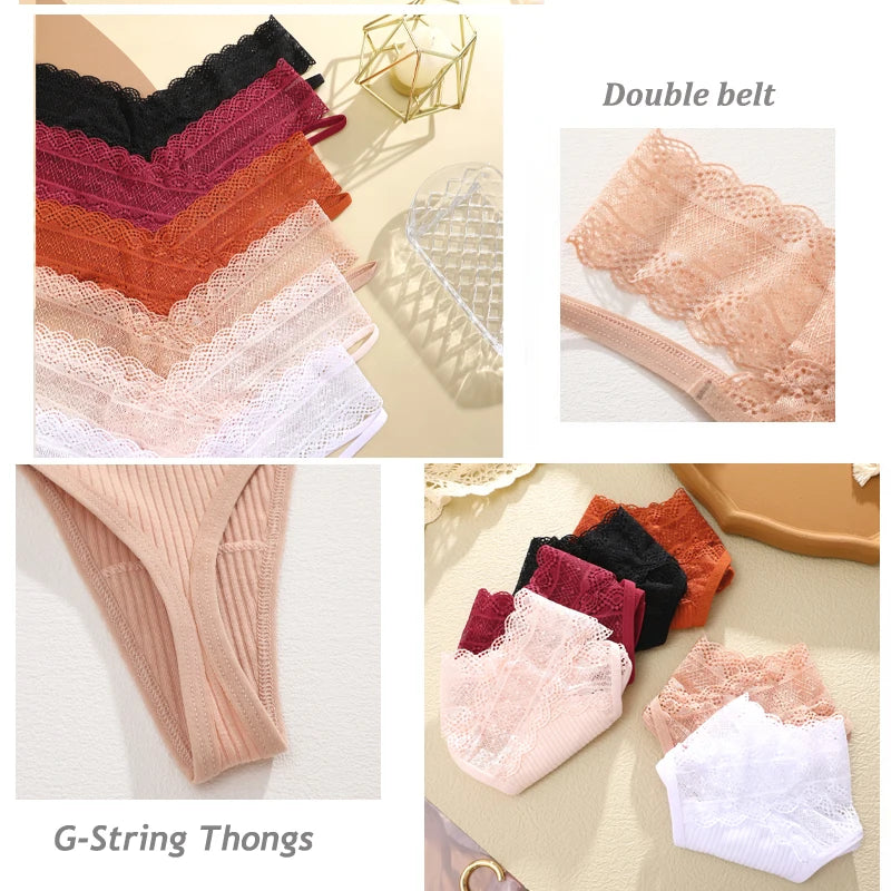 Buy 1 Get 4 - Sexy Lace Thong Panties