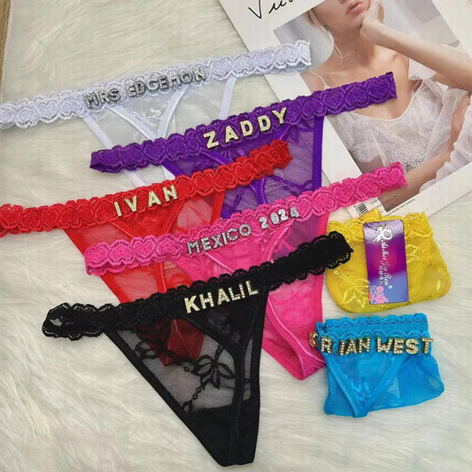 Thong Panties Seduction Provocative Featuring Custom Name