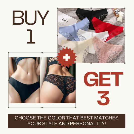 Buy 1 and Get 3 - Silk Bliss: Romantic Lace Panties with French Lace