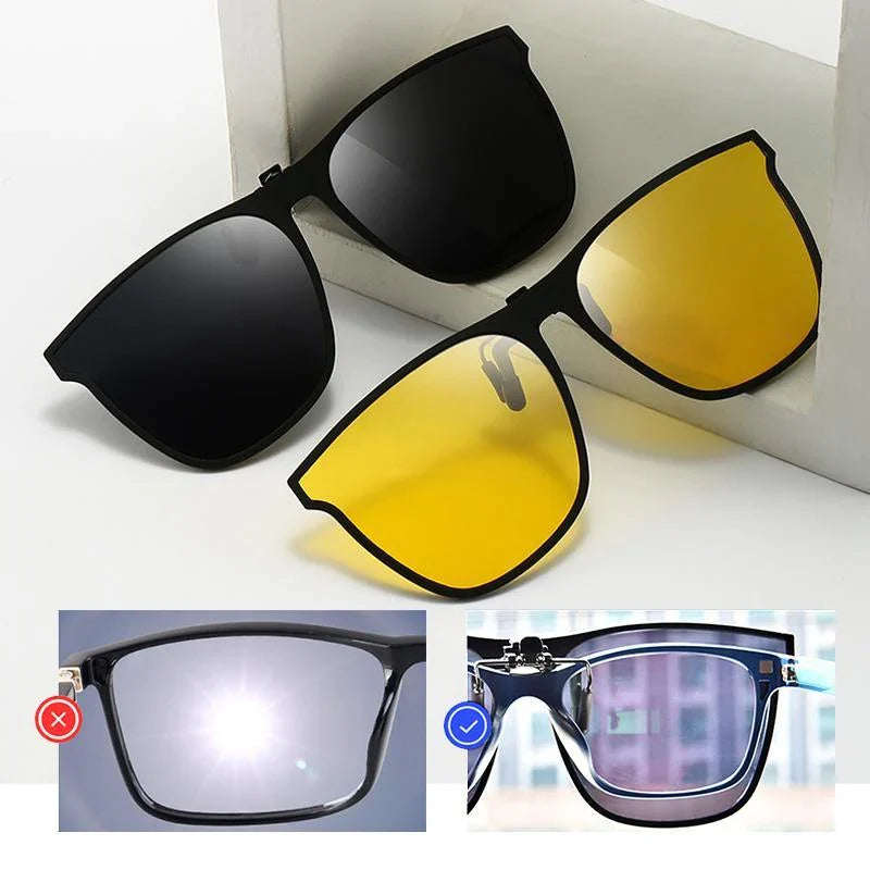 Polarized Sunglasses with Clip-On and Flip-Up